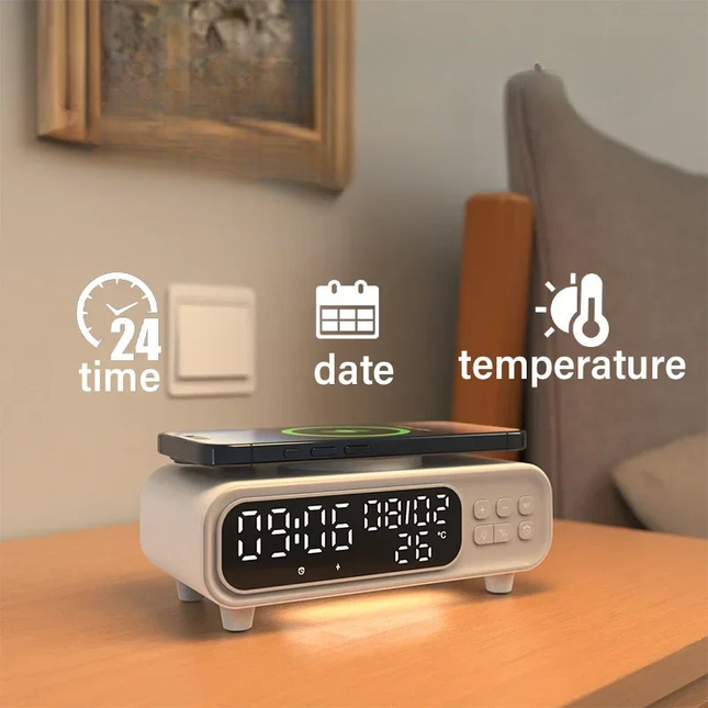 Moderne vekkerklokke med trådløs lading