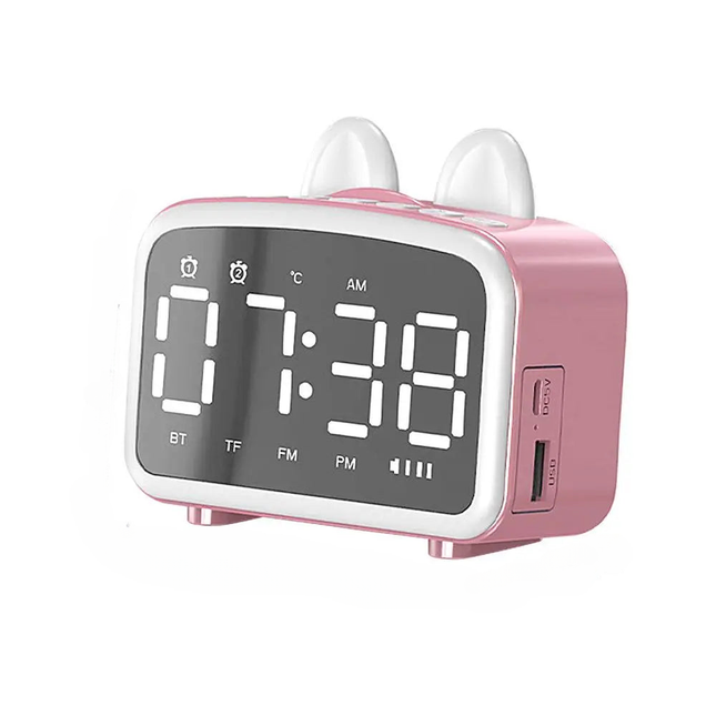 Smart digital vekkerklokke med kaninører