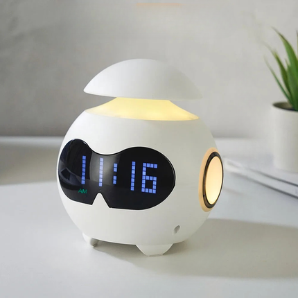 Smart robot vekkerklokke med nattlys