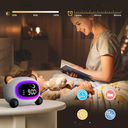 Panda vekkerklokke for barn med lys