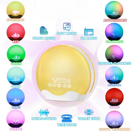 Vekkerklokke med fargeskiftende nattlys