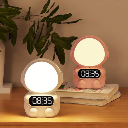 Astronaut vekkerklokke med nattlys for barn