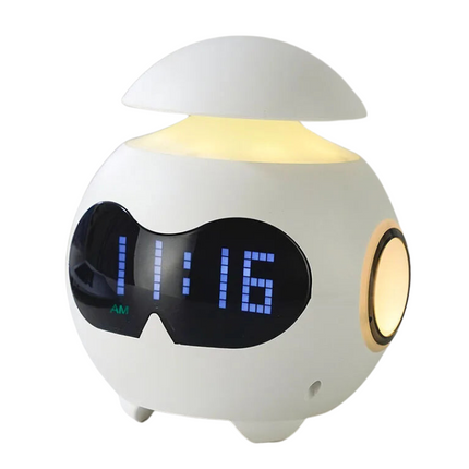 Smart robot vekkerklokke med nattlys