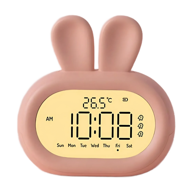 Søt kanin vekkerklokke med nattlys