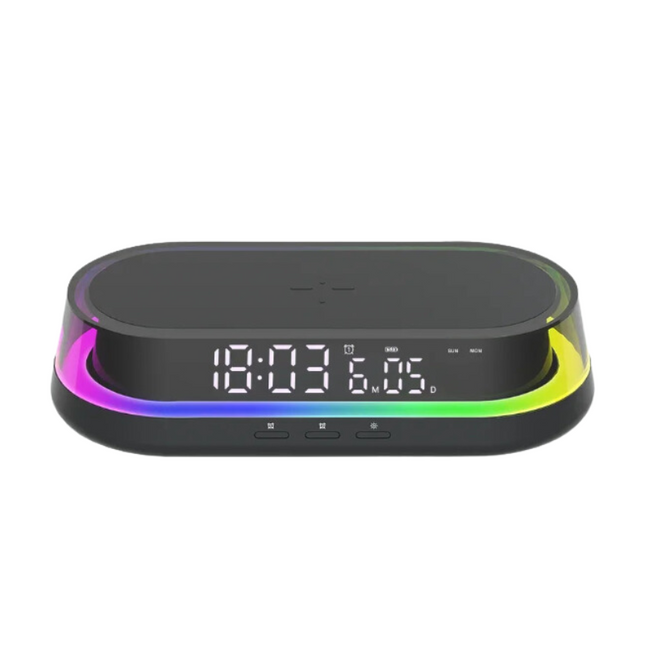 Vekkerklokke med trådløs lader og RGB-lys
