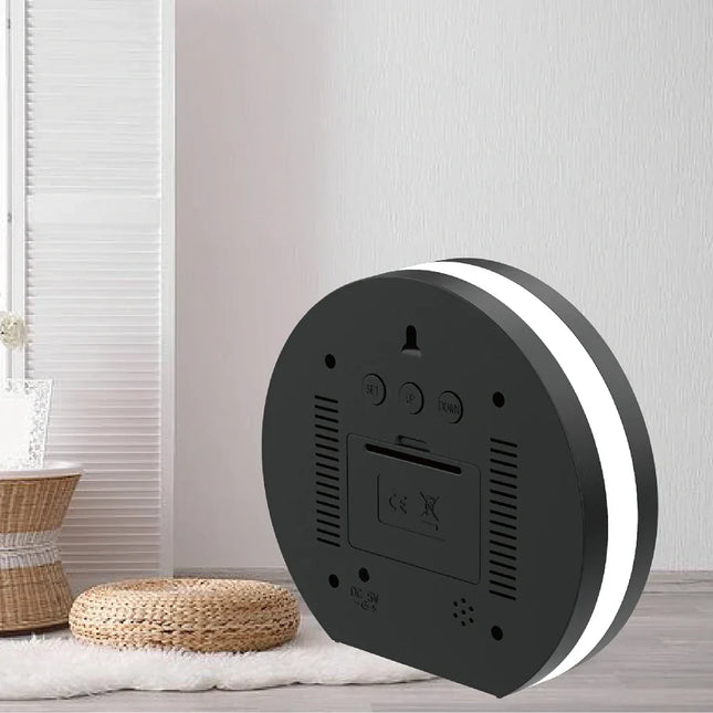 Rund digital speil vekkerklokke