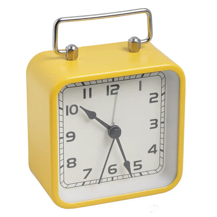 Liten firkantet analog vekkerklokke