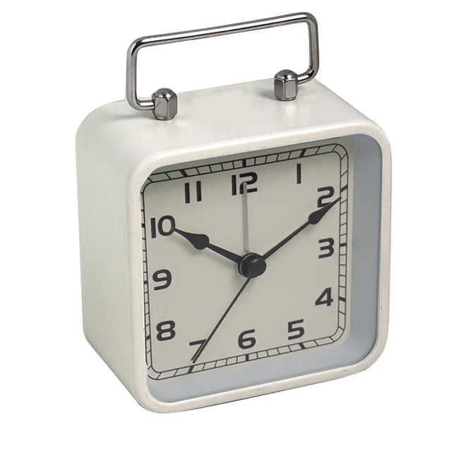 Liten firkantet analog vekkerklokke