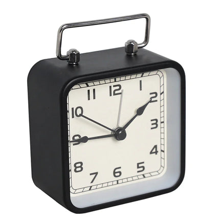 Liten firkantet analog vekkerklokke