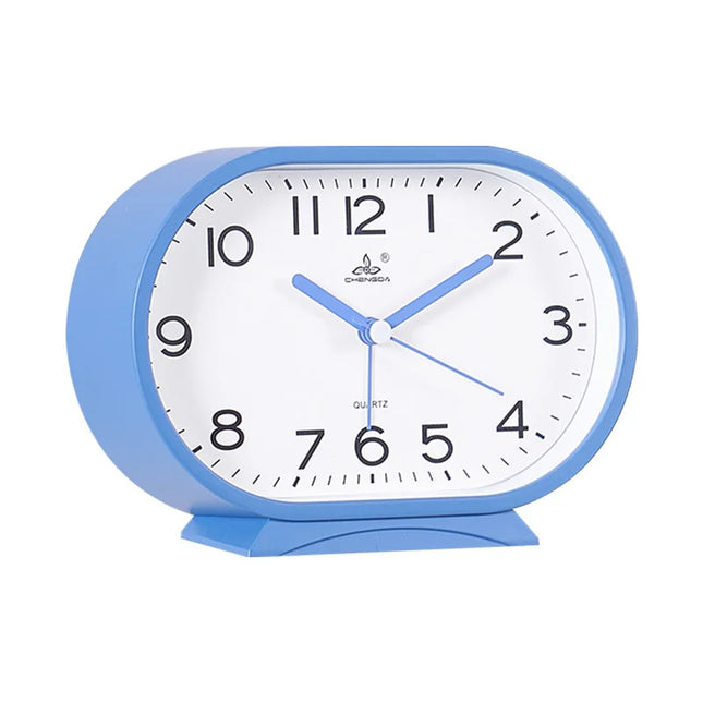 Oval og lydløs analog vekkerklokke