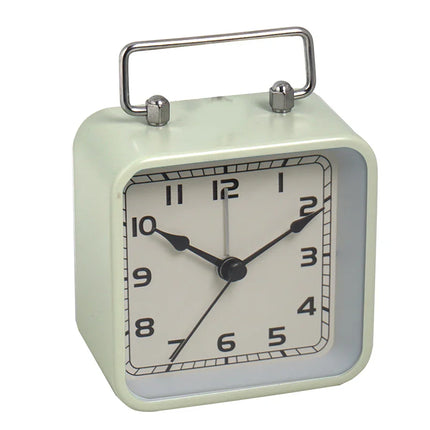 Liten firkantet analog vekkerklokke