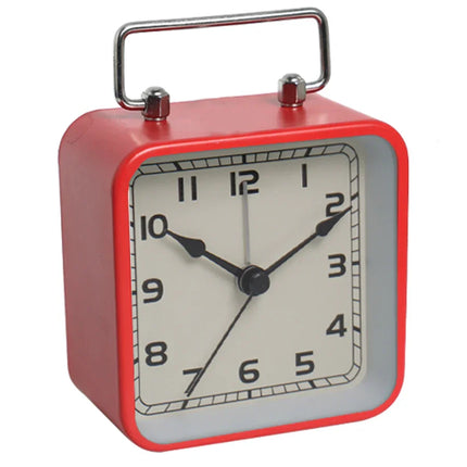 Liten firkantet analog vekkerklokke