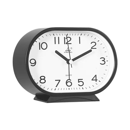 Oval og lydløs analog vekkerklokke