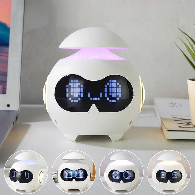 Smart robot vekkerklokke med nattlys