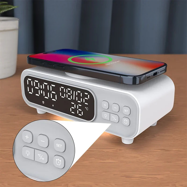 Moderne vekkerklokke med trådløs lading