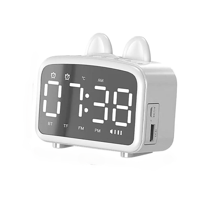 Smart digital vekkerklokke med kaninører