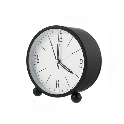 Minimalistisk rund analog vekkerklokke