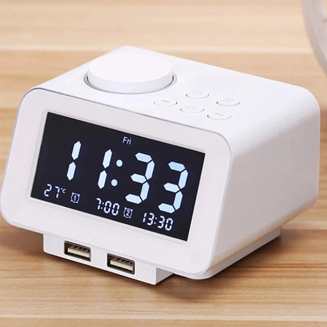 Kompakt FM-klokkeradio med doble alarmer