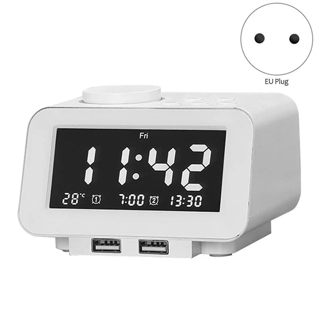 Kompakt FM-klokkeradio med doble alarmer