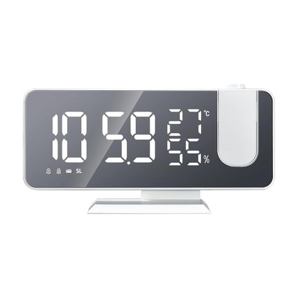 Hvit klokkeradio med projektor for tak