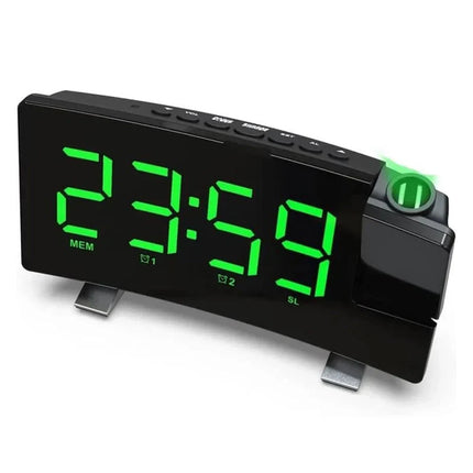 Klokkeradio med projektor og USB-port