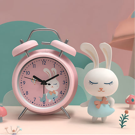 Rosa dobbelklokke vekkerklokke for barn