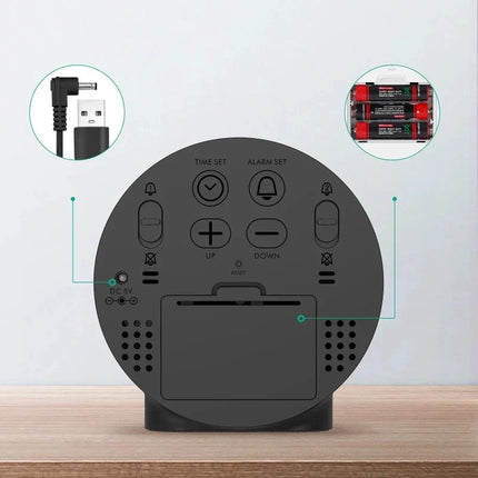 Rund digital klokke med store tall