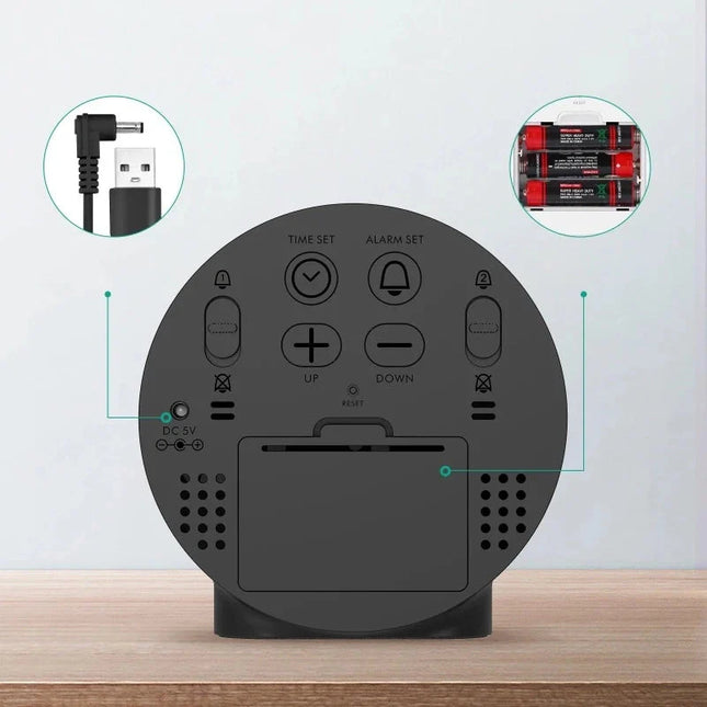 Rund digital klokke med store tall