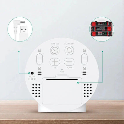 Rund digital klokke med store tall