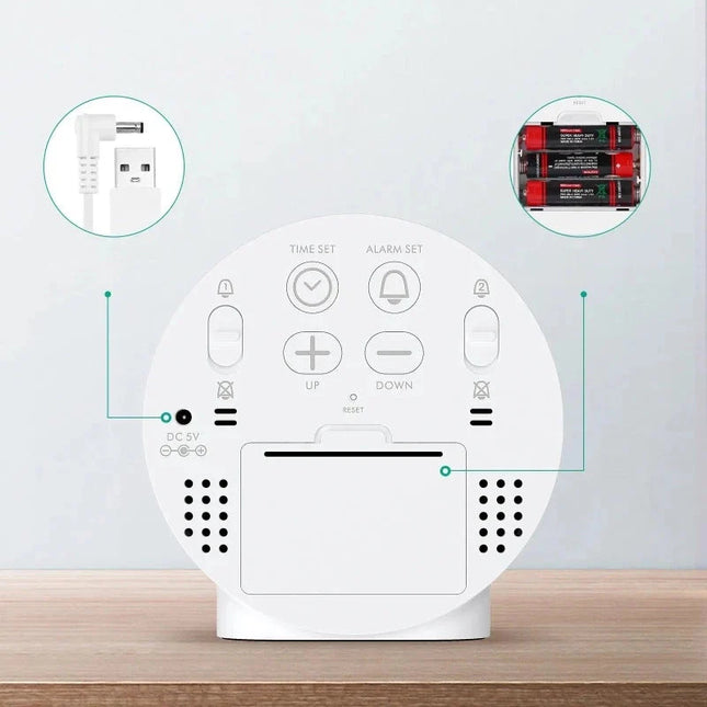 Rund digital klokke med store tall