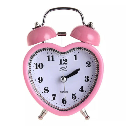 Hjerteformet analog vekkerklokke for jenter