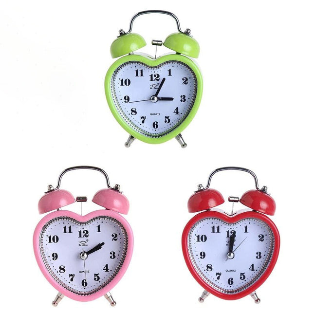 Hjerteformet analog vekkerklokke for jenter