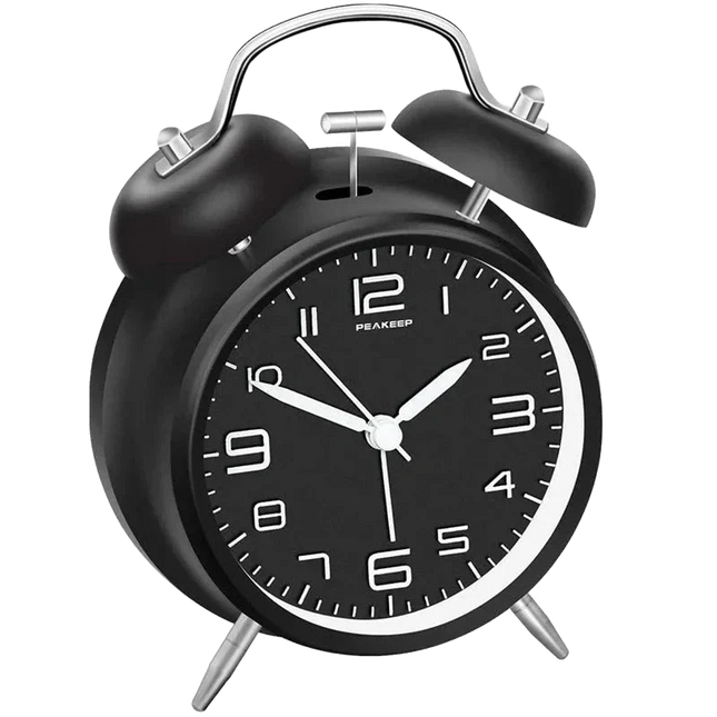 Retro analog vekkerklokke med bjeller