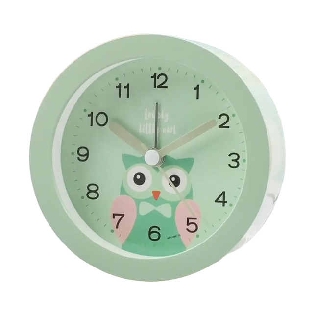 Analog barnevekkerklokke med søtt dyremotiv
