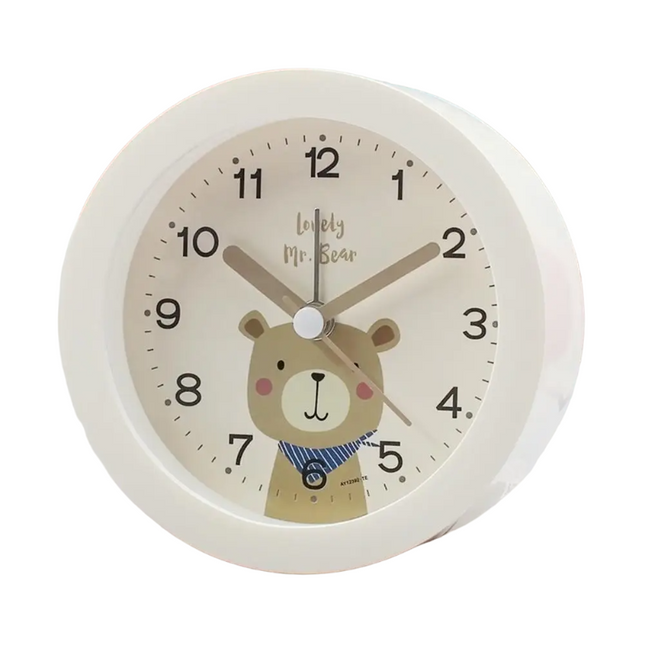 Analog barnevekkerklokke med søtt dyremotiv
