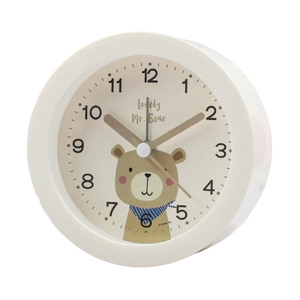 Analog barnevekkerklokke med søtt dyremotiv