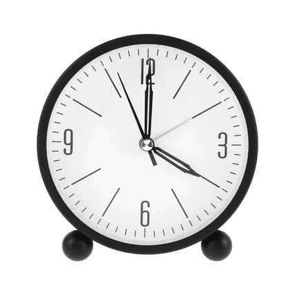 Minimalistisk rund analog vekkerklokke