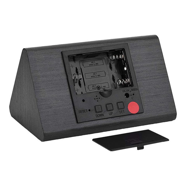 Stilig svart digital vekkerklokke i tre