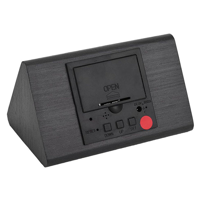 Stilig svart digital vekkerklokke i tre