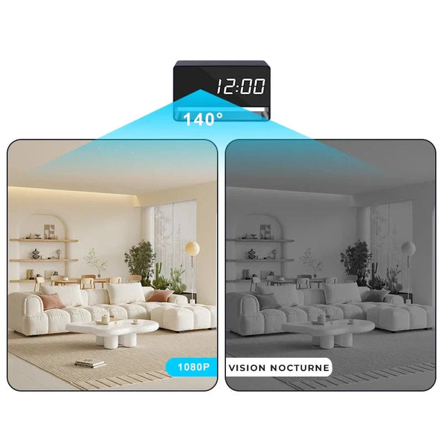 Spionkamera vekkerklokke med Full HD-opptak