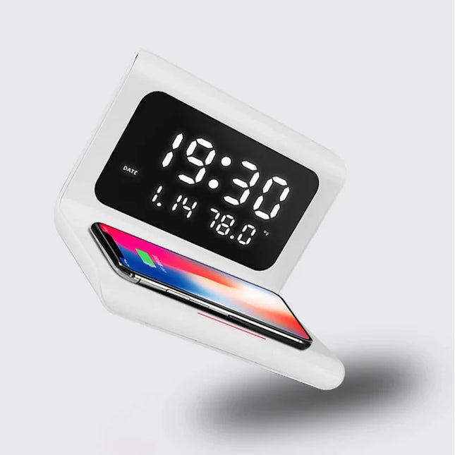 Trådløs ladeplate med integrert klokke