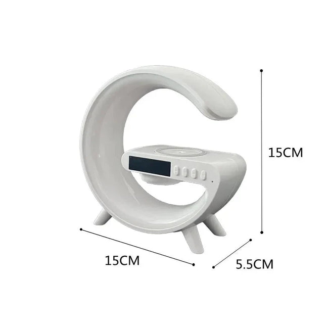 G-formet lampe med trådløs lader