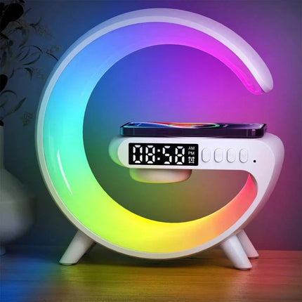 G-formet lampe med trådløs lader