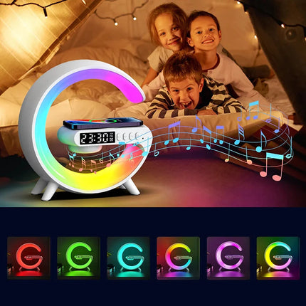 G-formet lampe med trådløs lader