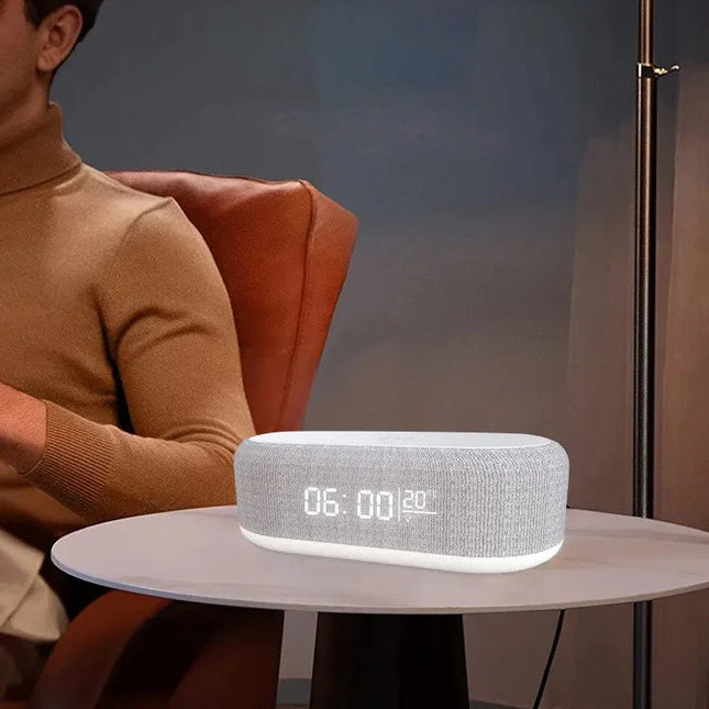 Smart høyttaler med klokke og lading