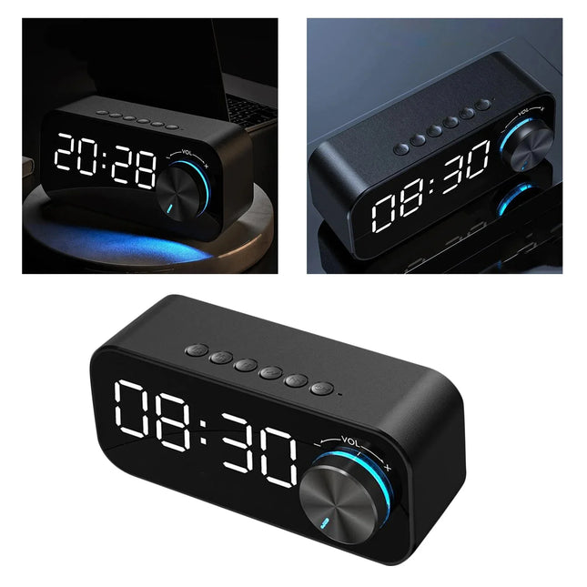 Vekkerklokke med Bluetooth-høyttaler og LED