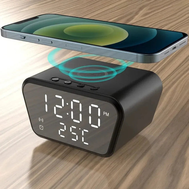 Vekkerklokke med trådløs mobillader