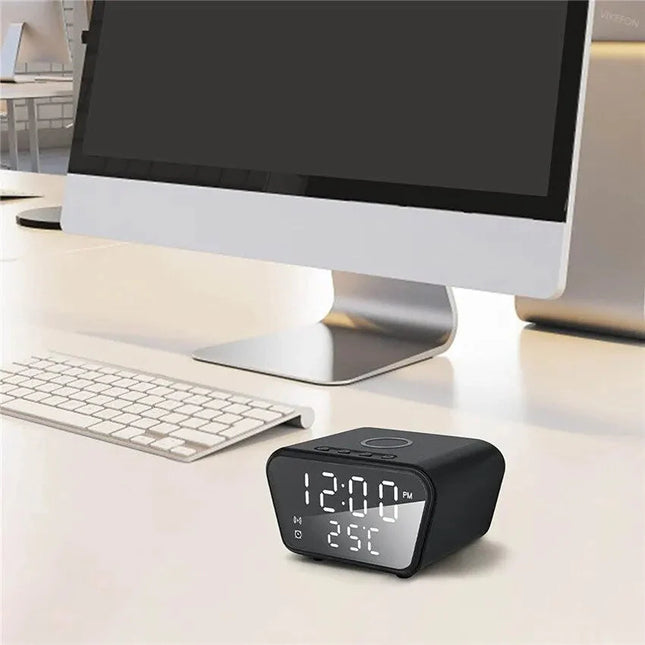Vekkerklokke med trådløs mobillader