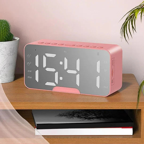 Rosa smart vekkerklokke med Bluetooth