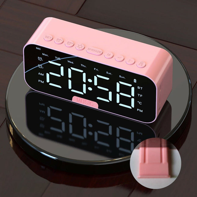 Rosa smart vekkerklokke med Bluetooth